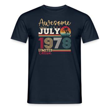 Awesome since July 1978 44th Birthday Men's Fun - Men's T-Shirt - navy - Front - AI Model Male 178 light (178cm)