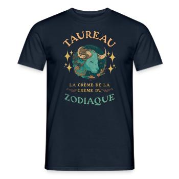 Taureau - Signe du zodiaque - T-shirt homme - marine - Devant - AI Model Male 178 light (178cm)