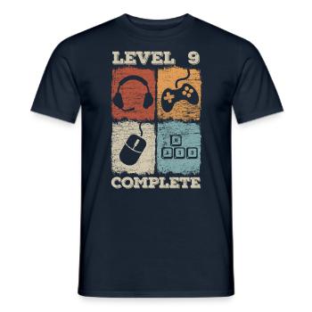 Jeu complet de niveau 9ème anniversaire - T-shirt homme - marine - Devant - AI Model Male 178 light (178cm)