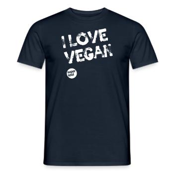I LOVE VEGAN by Supersoul - Männer T-Shirt - Navy - Vorne - AI Model Male 178 light (178cm)