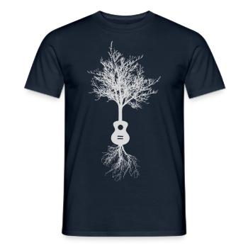 Guitare arbre - T-shirt homme - marine - Devant - AI Model Male 178 light (178cm)