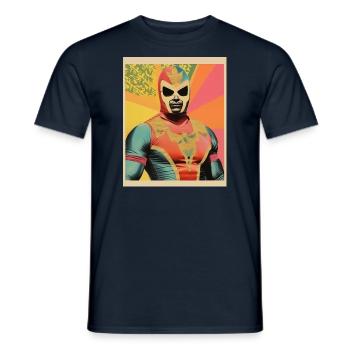 Mexikanisches Wrestling Kunst Vintage Papier Handwerk - Männer T-Shirt - Navy - Vorne - AI Model Male 178 light (178cm)