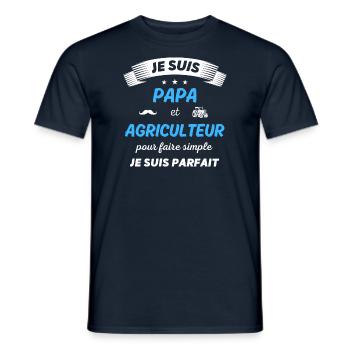 Je suis papa et agriculteur je suis parfait - T-shirt homme - marine - Devant - AI Model Male 178 light (178cm)