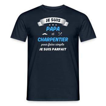 Je suis papa et charpentier je suis parfait - T-shirt homme - marine - Devant - AI Model Male 178 light (178cm)