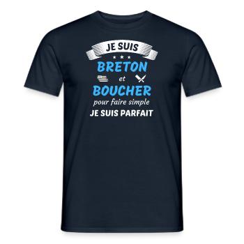 Je suis breton et boucher je suis parfait - T-shirt homme - marine - Devant - AI Model Male 178 light (178cm)