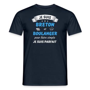 Je suis breton et boulanger je suis parfait - T-shirt homme - marine - Devant - AI Model Male 178 light (178cm)
