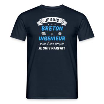 Je suis breton et ingenieur je suis parfait - T-shirt homme - marine - Devant - AI Model Male 178 light (178cm)