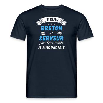 Je suis breton et serveur je suis parfait - T-shirt homme - marine - Devant - AI Model Male 178 light (178cm)