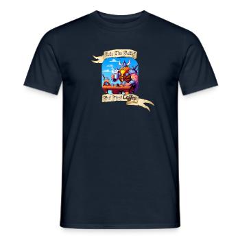 INTO THE BATTLE BUT FIRST COFFEE - Männer T-Shirt - Navy - Vorne - AI Model Male 178 light (178cm)