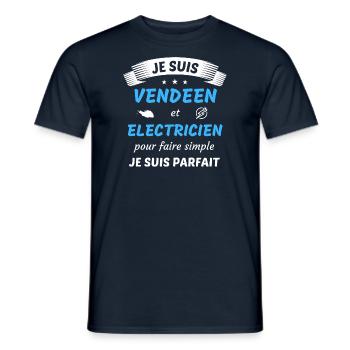 Je suis vendéen et electricien je suis parfait - T-shirt homme - marine - Devant - AI Model Male 178 light (178cm)