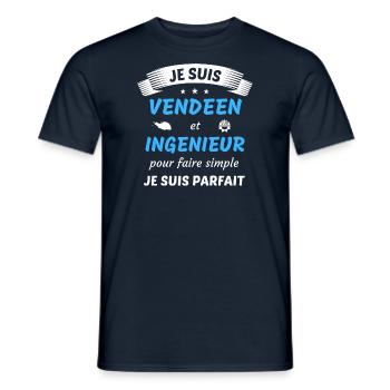 Je suis vendéen et ingenieur je suis parfait - T-shirt homme - marine - Devant - AI Model Male 178 light (178cm)