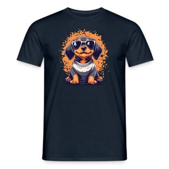 Dachshund puppy funny dog dogs - Men's T-Shirt - navy - Front - AI Model Male 178 light (178cm)