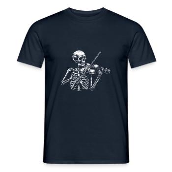 Squelette de crâne avec squelette de violon jouant du violon - T-shirt homme - marine - Devant - AI Model Male 178 light (178cm)