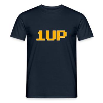 1UP, Level UP, Gaming, Games, Extra Life, - Men's T-Shirt - navy - Front - AI Model Male 178 light (178cm)