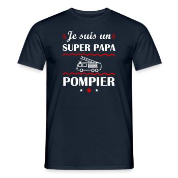 Super papa pompier, cadeau fête des pères - T-shirt homme - marine - Devant - AI Model Male 178 light (178cm)
