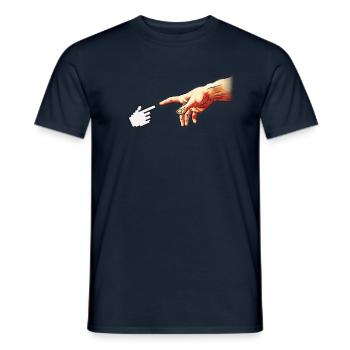 Funny 8bit Nerd & Geek Humor (Creation of Adam) - Men's T-Shirt - navy - Front - AI Model Male 178 light (178cm)