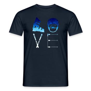 LOVE - SKI - blue Snow Edition *** - Men's T-Shirt - navy - Front - AI Model Male 178 light (178cm)