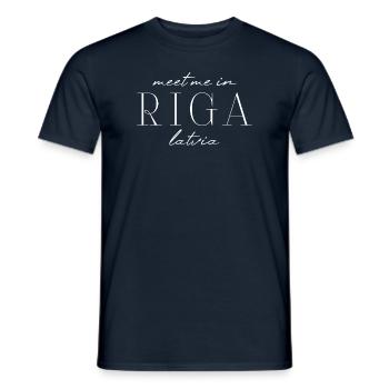 Riga, Lettland Stil Design T-Shirt - Männer T-Shirt - Navy - Vorne - AI Model Male 178 light (178cm)