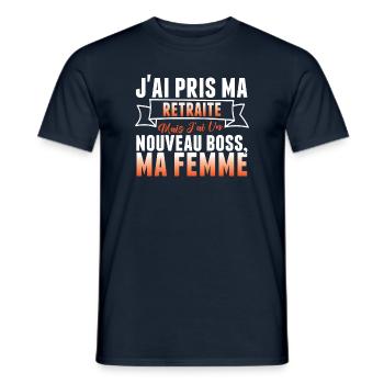 j'ai pris ma retraite mais j'ai un nouveau boss - T-shirt homme - marine - Devant - AI Model Male 178 light (178cm)