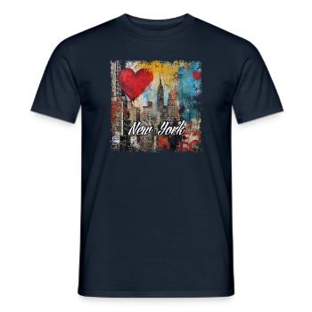 New York, rétro, vintage - Saint Valentin - T-shirt homme - marine - Devant - AI Model Male 178 light (178cm)
