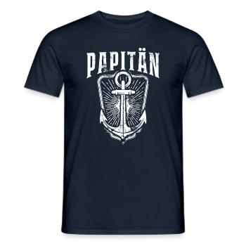 PAPITÄN - Anker - Vater - Papa - Geschenkidee - Männer T-Shirt - Navy - Vorne - AI Model Male 178 light (178cm)