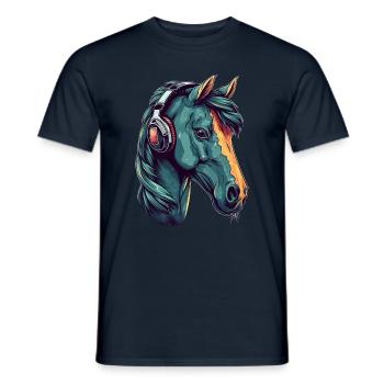 Idée passion chevaux cavalière aquarelle splash - T-shirt homme - marine - Devant - AI Model Male 178 light (178cm)