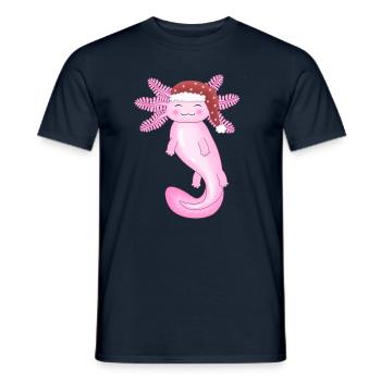 Süßer Weihnachts-Axolotl - Männer T-Shirt - Navy - Vorne - AI Model Male 178 light (178cm)