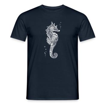 Hippocampe dessin mandala mer mignon vous aimez - T-shirt homme - marine - Devant - AI Model Male 178 light (178cm)