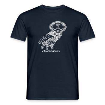 Owl of Athena [White Outline (owl only)] - Men's T-Shirt - navy - Front - AI Model Male 178 light (178cm)