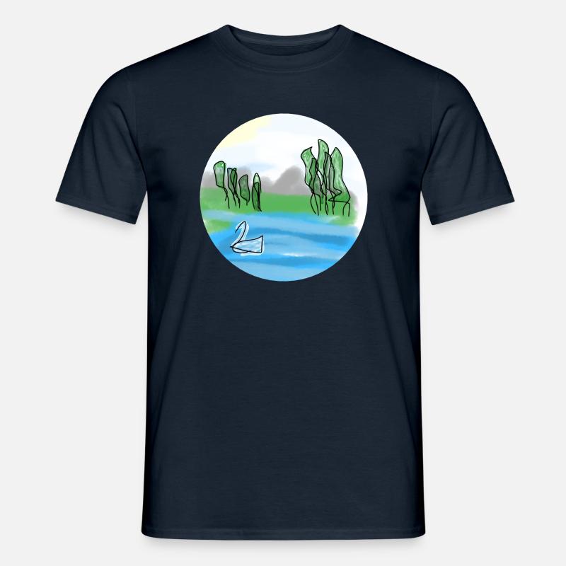 See mit Schwan - Männer T-Shirt - Navy
