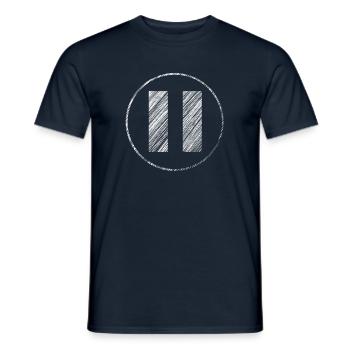 Icône de pause dessinée à la main dans un style gribouillé - T-shirt homme - marine - Devant - AI Model Male 178 light (178cm)