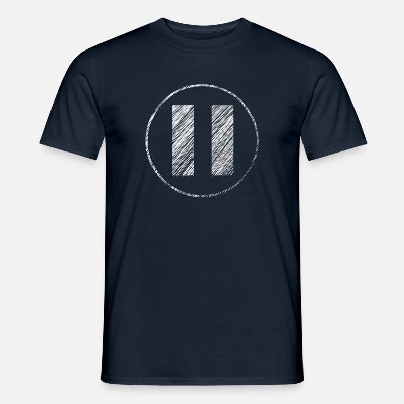 Handgezeichnetes Pause-Symbol im Scribble-Look - Männer T-Shirt - Navy