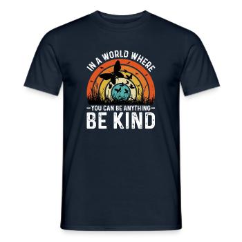 Message of Kindness with Butterflies and Nature - Men's T-Shirt - navy - Front - AI Model Male 178 light (178cm)