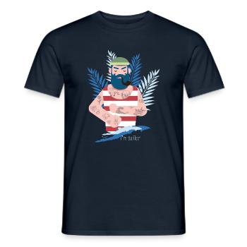Matrose Kapitän tattoo pfeife meer küste moin Bart - Männer T-Shirt - Navy - Vorne - AI Model Male 178 light (178cm)