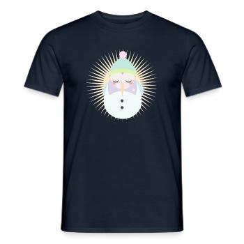 Bonhomme de neige radieux au pastel avec casquette - T-shirt homme - marine - Devant - AI Model Male 178 light (178cm)