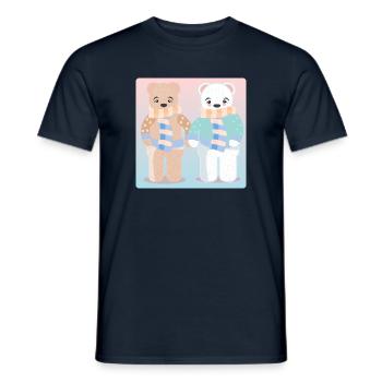 Brown Bear Polar Bear - Animal pairs - Winter pairs - Men's T-Shirt - navy - Front - AI Model Male 178 light (178cm)
