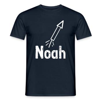 NOAH lettering with rocket VECTOR - Men's T-Shirt - navy - Front - AI Model Male 178 light (178cm)