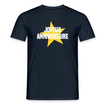 Joyeux anniversaire étoile - T-shirt homme - marine - Devant - AI Model Male 178 light (178cm)