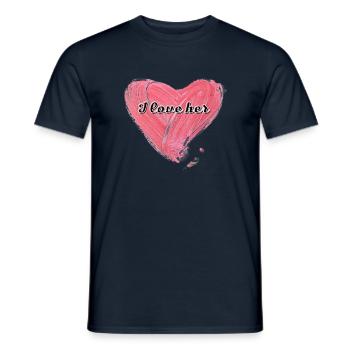 I love her | Liebe | Valentinstag - Männer T-Shirt - Navy - Vorne - AI Model Male 178 light (178cm)