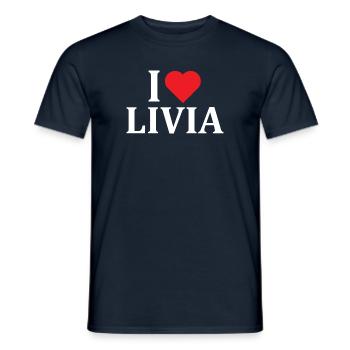 t-shirt name I love Livia t-shirt gift idea - Men's T-Shirt - navy - Front - AI Model Male 178 light (178cm)