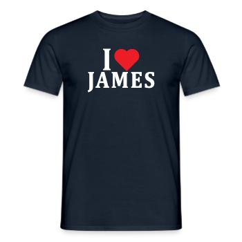 nom t-shirt J’aime James idée cadeau t-shirt - T-shirt homme - marine - Devant - AI Model Male 178 light (178cm)