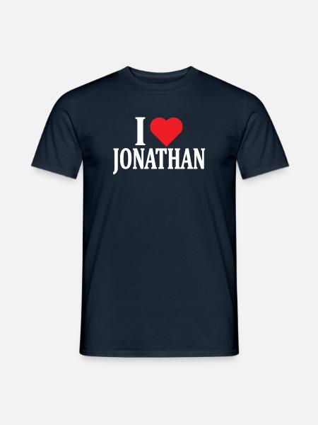 Name T-Shirt I love Jonathan T-Shirt Geschenkidee - Männer T-Shirt - Navy