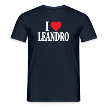 t-shirt name I love Leandro t-shirt gift idea - Men's T-Shirt - navy - Front - AI Model Male 178 light (178cm)