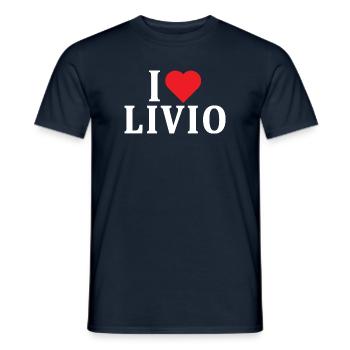 T-Shirt Name I love Livio T-Shirt Geschenkidee - Männer T-Shirt - Navy - Vorne - AI Model Male 178 light (178cm)
