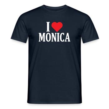 nom du t-shirt J’aime Monica idée cadeau de t-shirt - T-shirt homme - marine - Devant - AI Model Male 178 light (178cm)