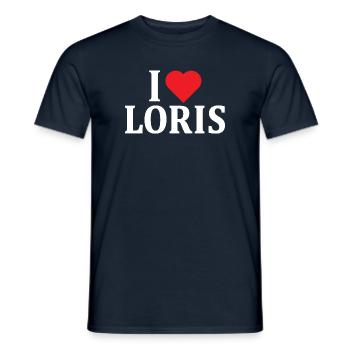 t-shirt name I love Loris t-shirt gift idea - Men's T-Shirt - navy - Front - AI Model Male 178 light (178cm)