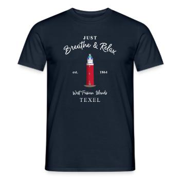Texel, Relax Lighthouse Eierland, Netherlands - Men's T-Shirt - navy - Front - AI Model Male 178 light (178cm)
