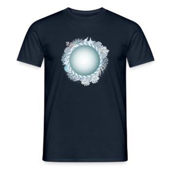maritime frame with rope and coral reef look - Men's T-Shirt - navy - Front - AI Model Male 178 light (178cm)