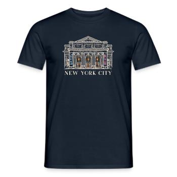 New York, Manhattan Midtown Library, États-Unis - T-shirt homme - marine - Devant - AI Model Male 178 light (178cm)