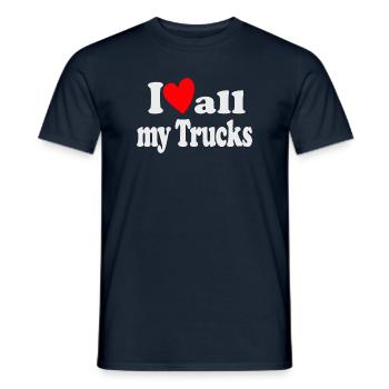 I Love all my Trucks - Men's T-Shirt - navy - Front - AI Model Male 178 light (178cm)